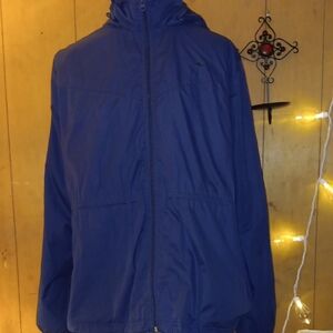 Navy Blue Windbreaker Jacket - Lightweight Hooded Coat
